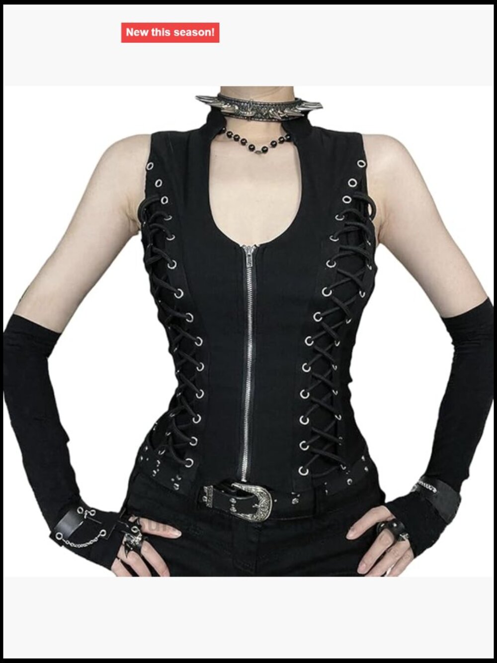 Gothic Crop Tank Top Women's Sleeveless Deep V Neck Y2k Emo Party Camisole